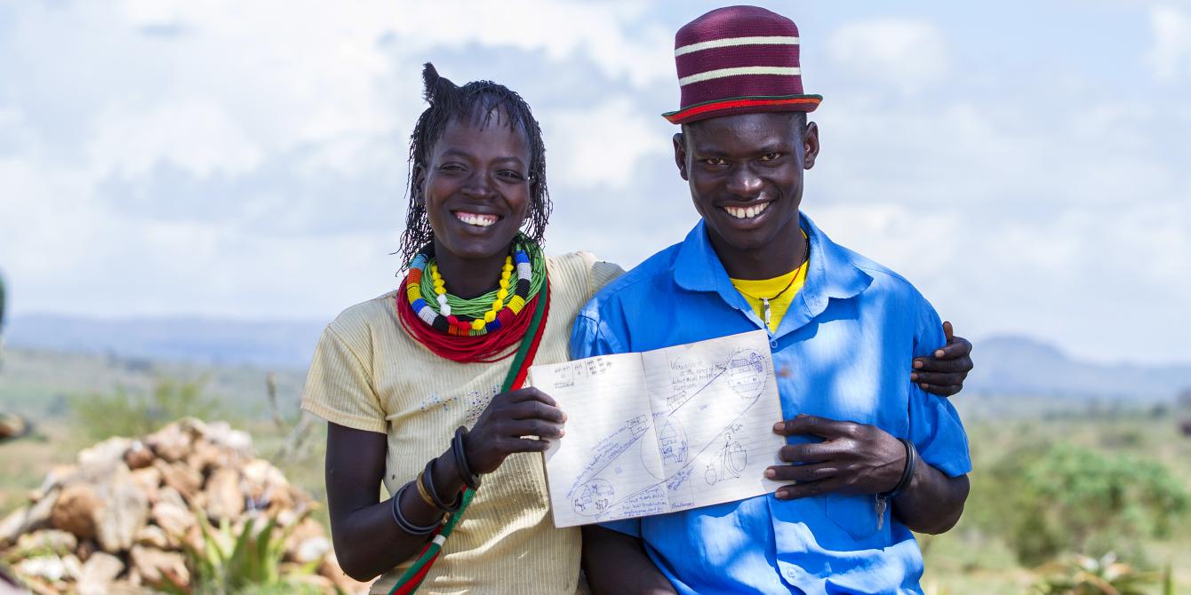 Lopech and his wife Achuka show their joint development plan developed with the help of the Gender Action Learning System Methodology (GALS) Lopech and his wife Achuka from Kotido, Karamoja plan and support each other in their home. photo credit: Julius Kasujja/Oxfam